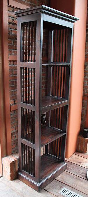 ジャービス商事　アンティーク調　天然木無垢材　スリム本棚　4段　70100　シェルフ　木製