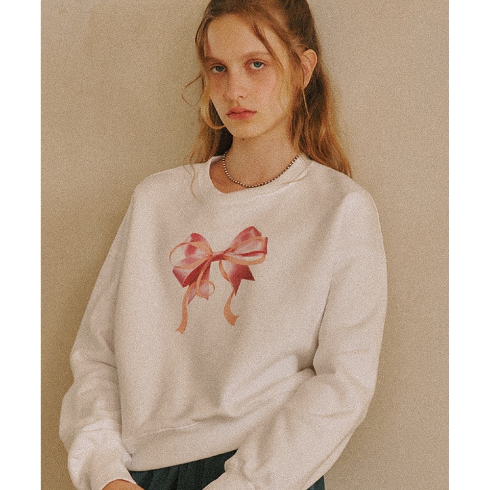 ロンロン ダブルリボンクロップスウェットシャツ ホワイト 7,918円