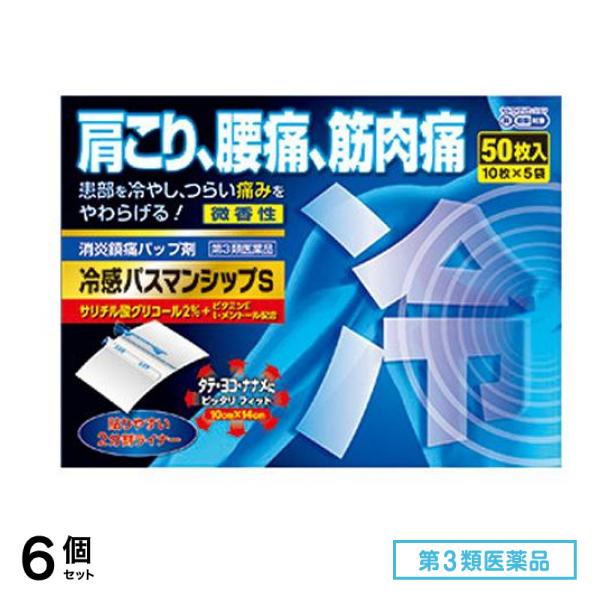 第３類医薬品 冷感パスマンシップS 10×14cm 50枚 6個セット