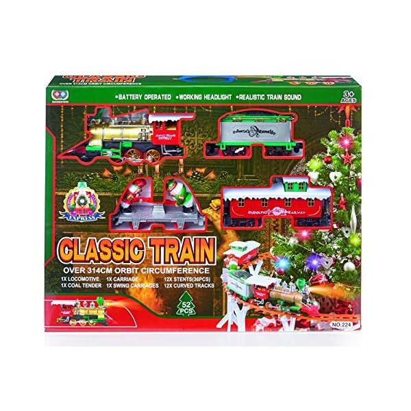 Beautiful Classic 52 Piece Battery Operated Train Set - Festive Christmas Decorations 並行輸入品