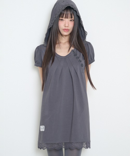 【ILLIGO】 LACE HOODIE DRESS CHARCOAL 正規品