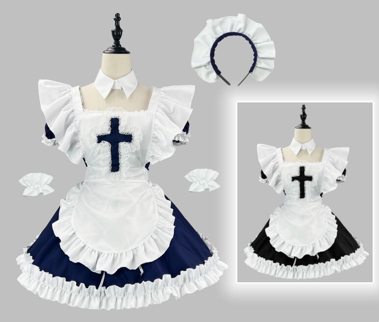 【TikTok人気新品】メイド服 膝丈 メイドワンピース メイドコスチューム メイド服 コスプレ ロリータ ワンピース 可愛い メイド喫茶 cosplay エプロン ワンピ ハロウィン イベント 仮装