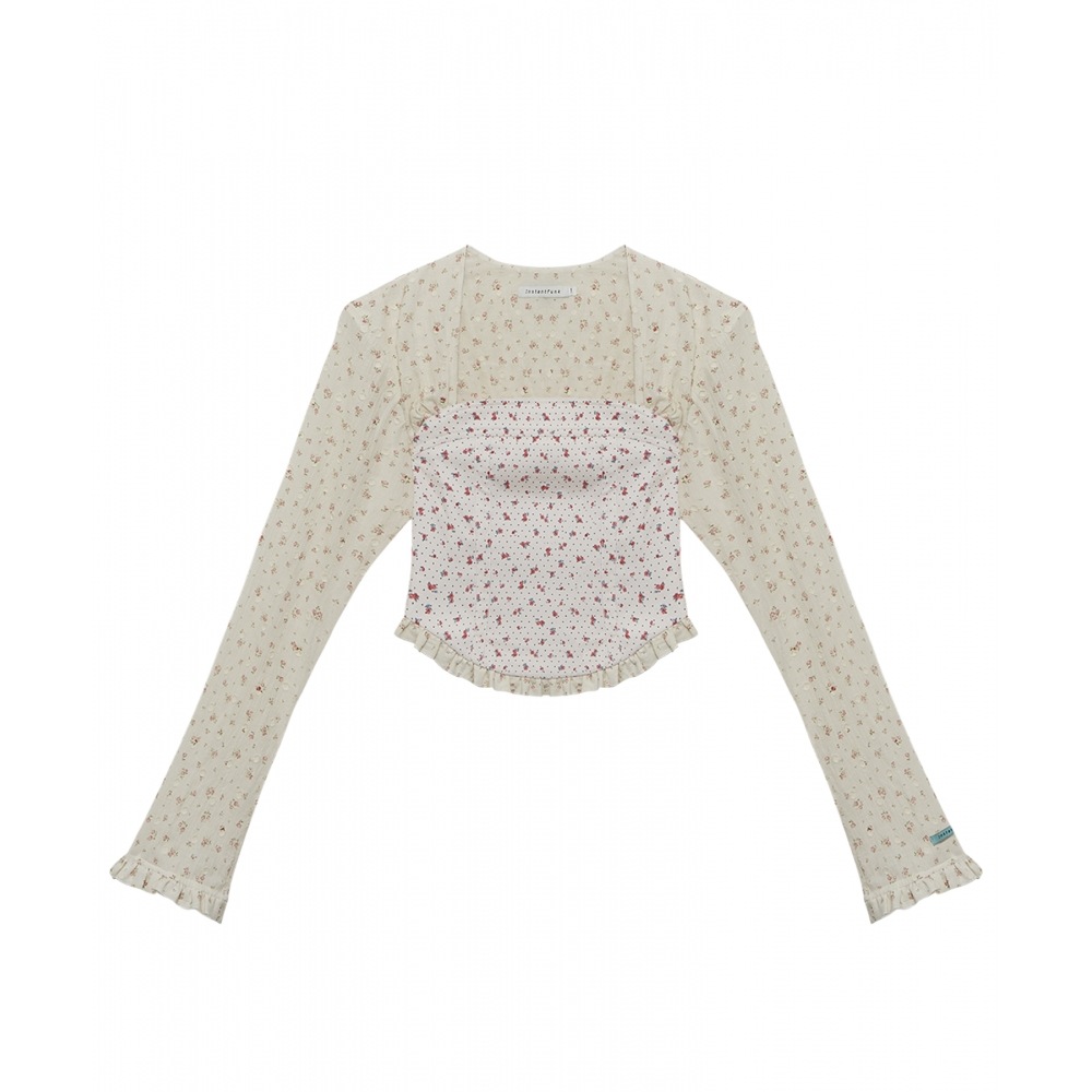 INSTANTFUNK レースミックススクエアネックブラウス