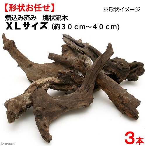 形状お任せ　煮込み済み　塊状流木　ＸＬサイズ（約３０ー４０ｃｍ）　３本　レイアウト素材　ＣＲＣ21―10―20―30―00