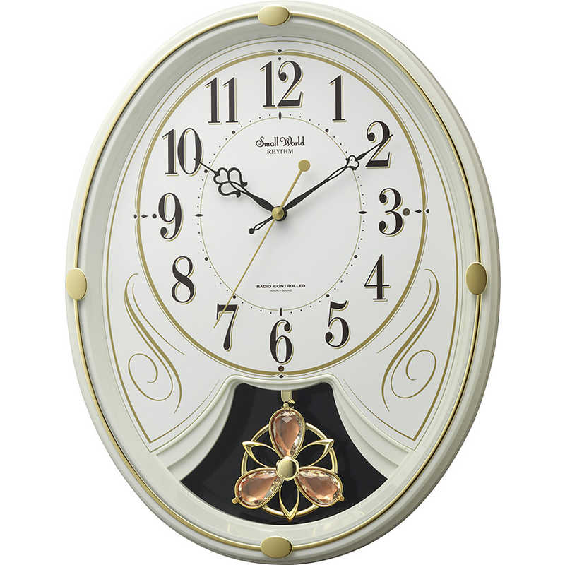 RHYTHM リズム　アミューズメント電波時計 スモールワールドリリィN　4MN554RH10 アイボリｰ