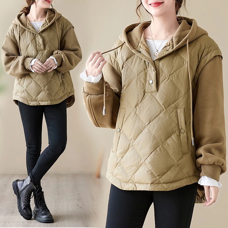 キルティングコットンパーカー 女性用ベルト付きコート 暖かいジャケット 婦人服 冬服 新しいコレクション2023 キルティングコットンパーカー 女性用ベルト付きコート 暖かい
