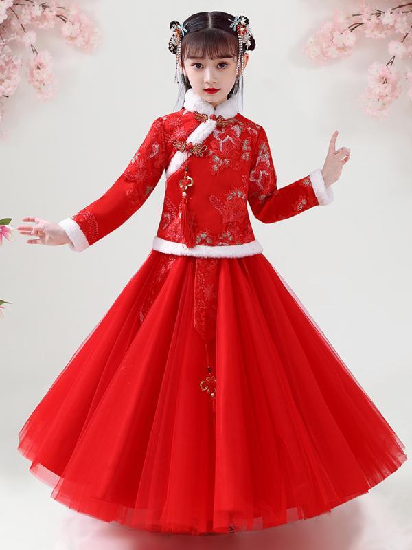 韓服 子供服 民族ドレス 女の子 パーティードレス チャイナ風 衣装 結婚式 発表会 イブニングドレス 冬 裏起毛 女の子 キッズ 子供服