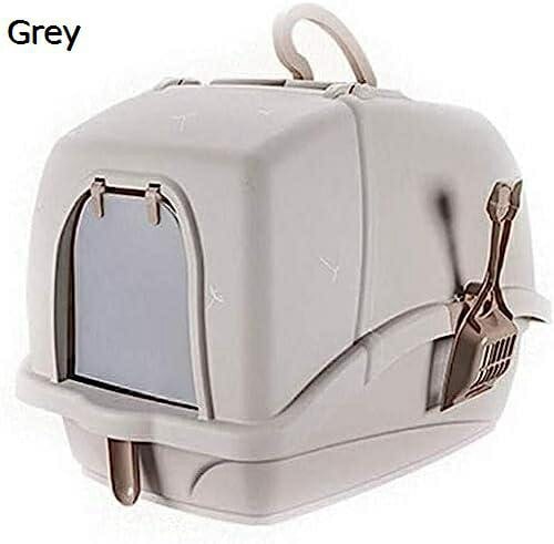 猫用トイレ本体 58*44*42cm ペット用品 ペットのトイレ猫のフード付きのリタールートレイ 一体成形クリップは ハンドルや小動物 ウサギ 子犬 小型犬用のドアを開けます