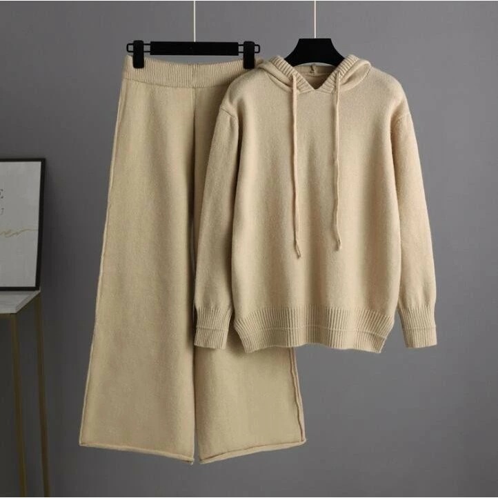セットアップ レディース 秋 冬 パーカー ニット セットアップ ニットパーカー ワイドパンツ レディース 秋冬 長袖 フード付き ケーブル編み おしゃれ セーター ニットパンツ ホワイトデー