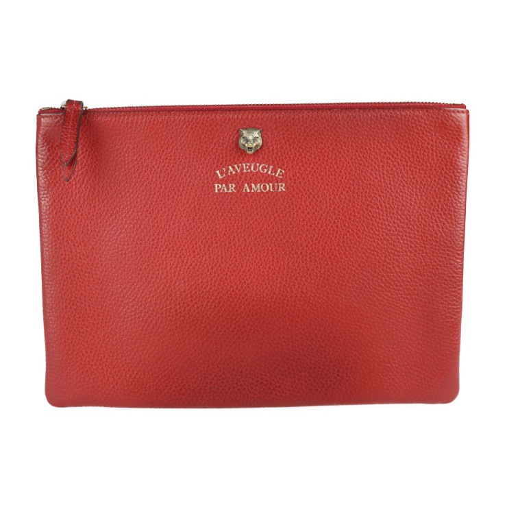 アニマリエ クラッチバッグ 453165 レザー レッド セカンドバッグ タイガー アングリーキャット【本物保証】