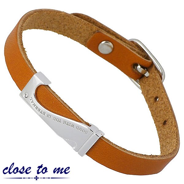 クロストゥーミー close to me レザー シルバー ブレスレット クリアスワロフスキー ライト