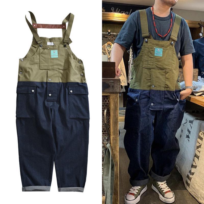 オーバーオール デニム 切り替 メンズ サロペットパンツ ジーンズ つなぎ オールインワン ペインター ワークパンツ 作業服 大きいサイズ アメカジ