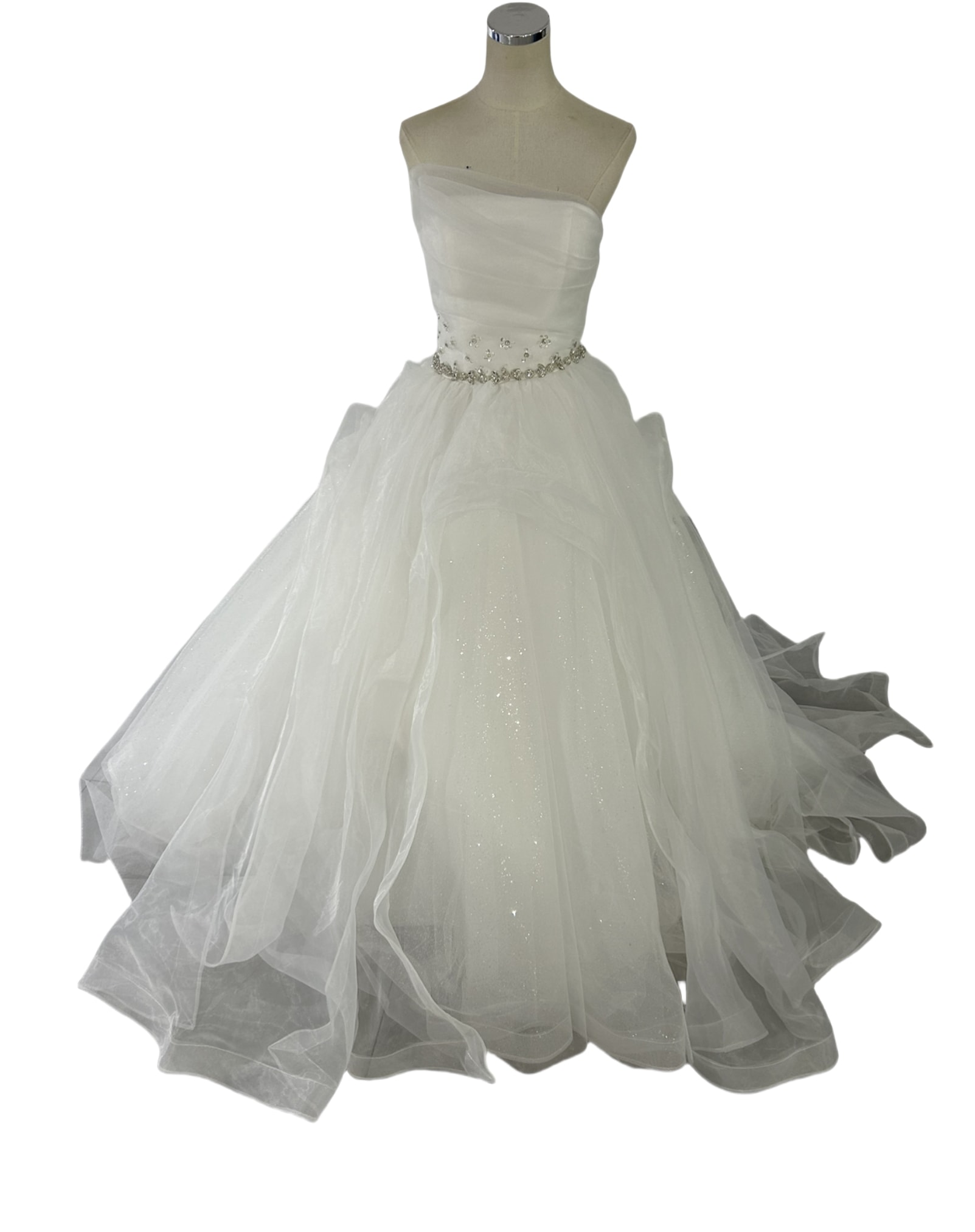 ウェディングドレス ベアトップ キラキラチュール ビジュー ふわふわ デザイン感 拳式