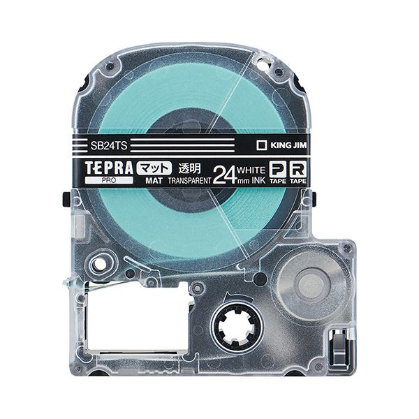 （まとめ） キングジム テプラ PRO テープカートリッジ マットラベル 24mm 透明／白文字 SB24TS 1個 (×4セット)