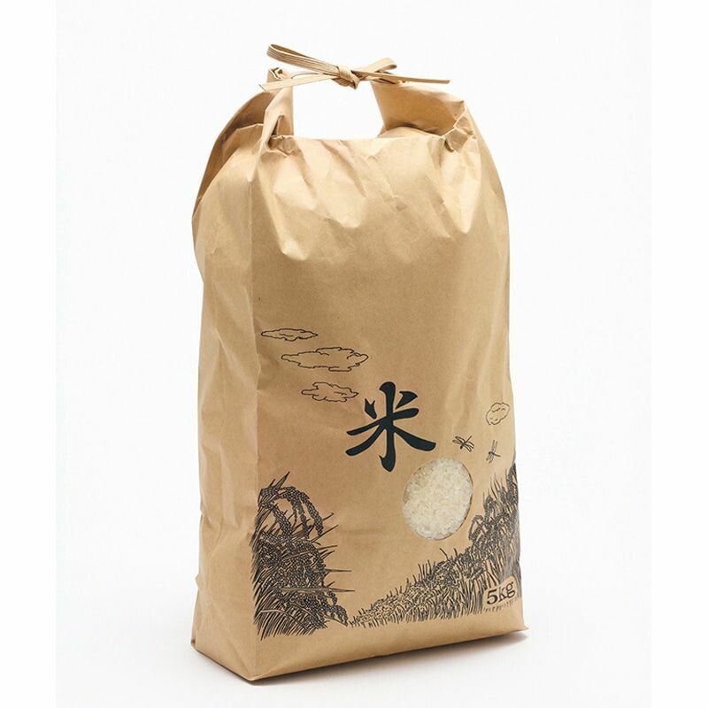 シモジマ 米袋 5kg 米バンド（紐）付き 窓あり 100枚 幅190xマチ90x高470mm 004193037