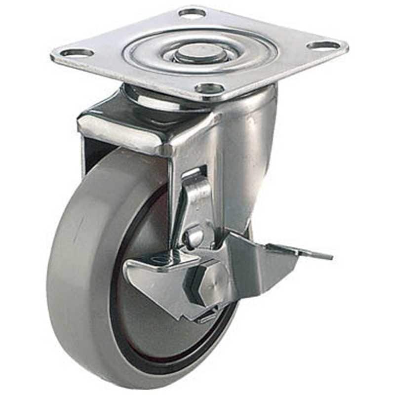 ユーエイキャスター　キャスターステンレス製S付自在車 125径ナイロンホイルウレタン車　SUSSJ125GUS
