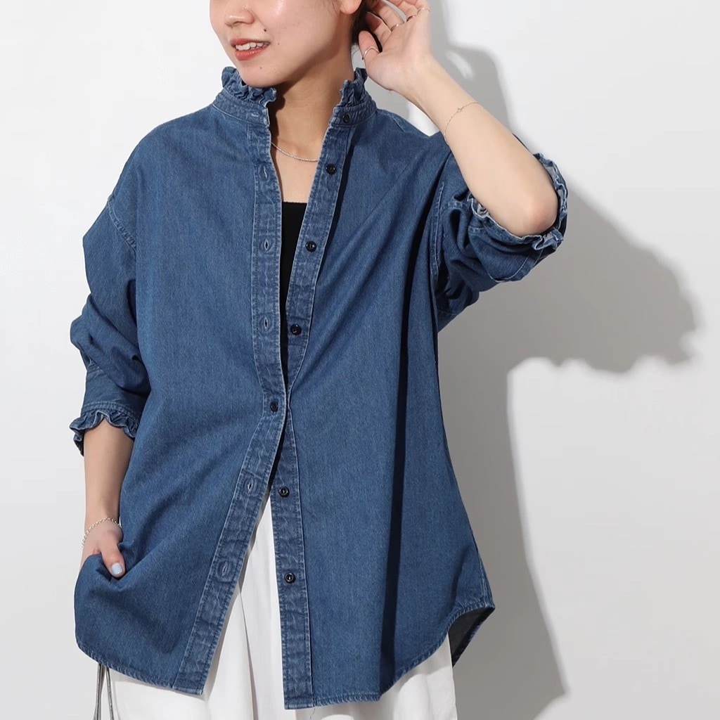 JOURNAL STANDARD relumeシャツ ブラウス 「再入荷！」上品な大人な印象見えシャンブレーワークシャツ レディース デニムシャツ レディース