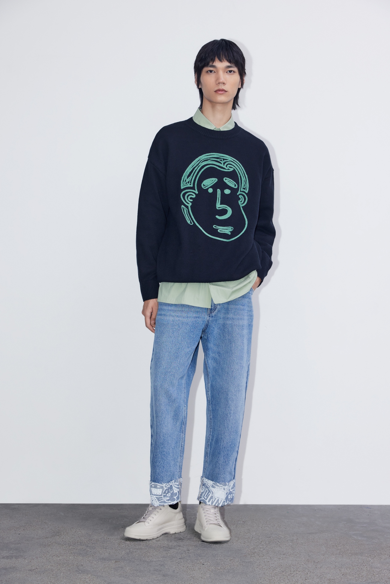 冬 メンズ おもしろ柄ニット カジュアル ユニークなデザイン 個性的なデザイン ブラック XS S M L 個性的 トップス シャツ トレーナー 袖あり 長袖 きれいめ シンプル 大人 上品 おしゃれ