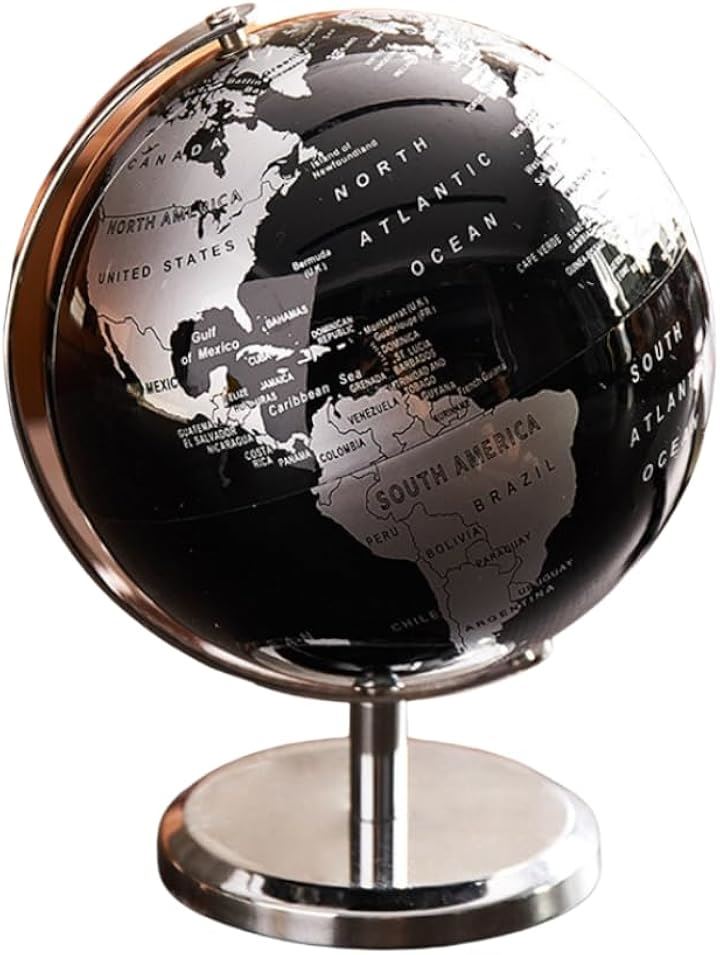 地球儀 おしゃれ インテリア アンティーク 世界地図 地理 オブジェ 模型(ブラック)
