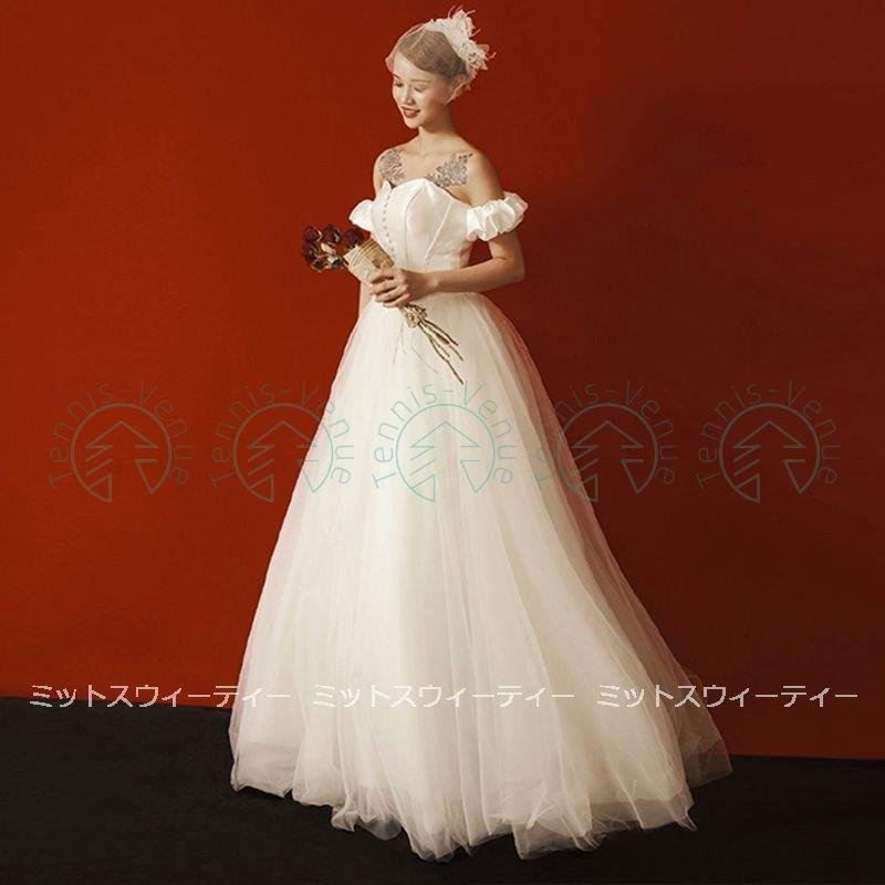 ウエディングドレス 結婚式 二次会 aラインドレス チュール 花嫁 白 大きいサイズ 挙式 パーティ