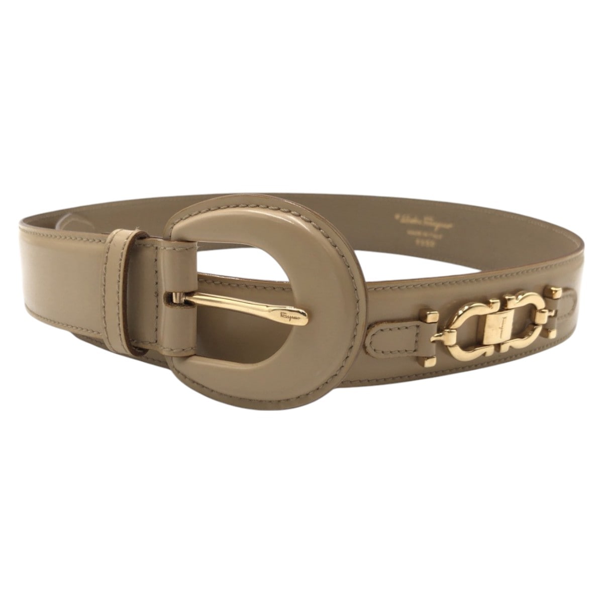 美品 ヴィンテージ ガンチーニ ベージュ レザー 6550 ベルト レディース 500991