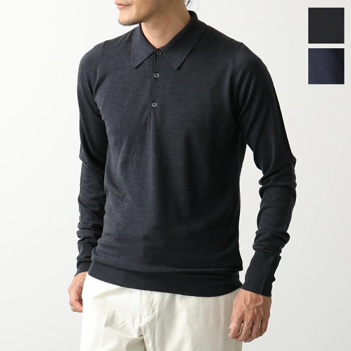 JOHN SMEDLEY ジョンスメドレー ニット ポロシャツ DORSET ドーセット メンズ EASY FIT 30G 長袖 メリノウール 無地 カラー3色