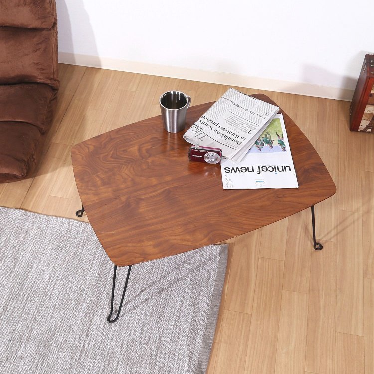 折りたたみテーブル おしゃれ 折れ脚 ローテーブル 幅70×奥行50×高さ31cm M.ブラウン