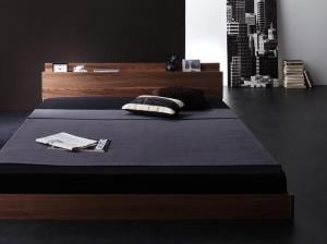 ダブルベッド マットレス付き スタンダードポケットコイル おしゃれ ローベッド