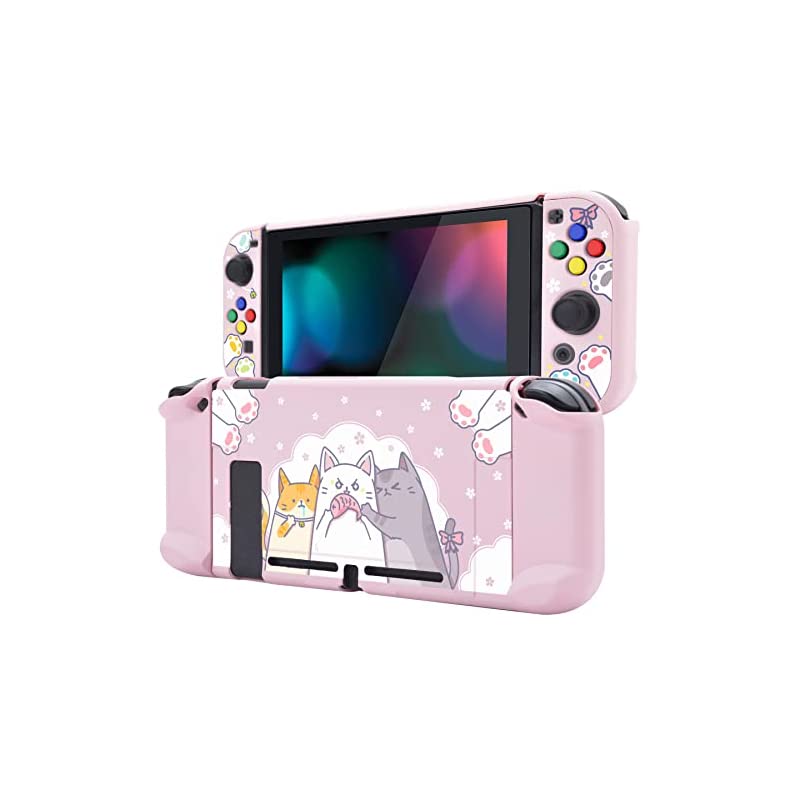 Switchコンソール用バックカバー分割デザインでドック対応保護ハードケース【ハングリーキティ】