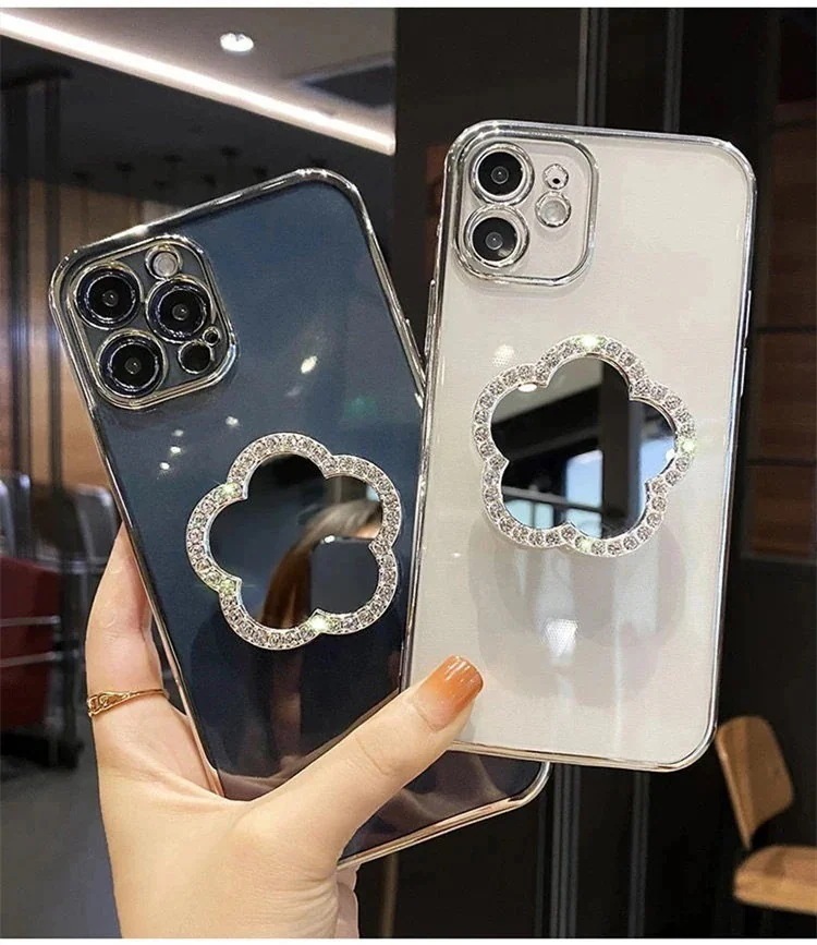 ミラー フラワー スマホケース 保護ケース 透明 クリア スタンド iphone14 ケース
