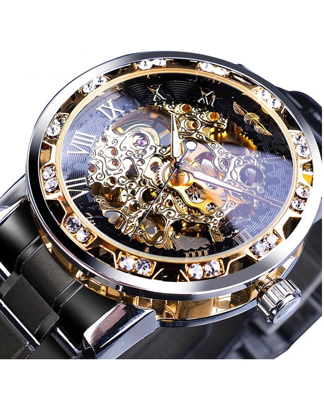 最新 スケルトン ウォッチ TB-SLZb760118Z 手巻き ゴールド シルバー ブラック シースルーバック 色 カラー 金 銀 黒 アナログ タイプ 腕時計 かっこいい クー