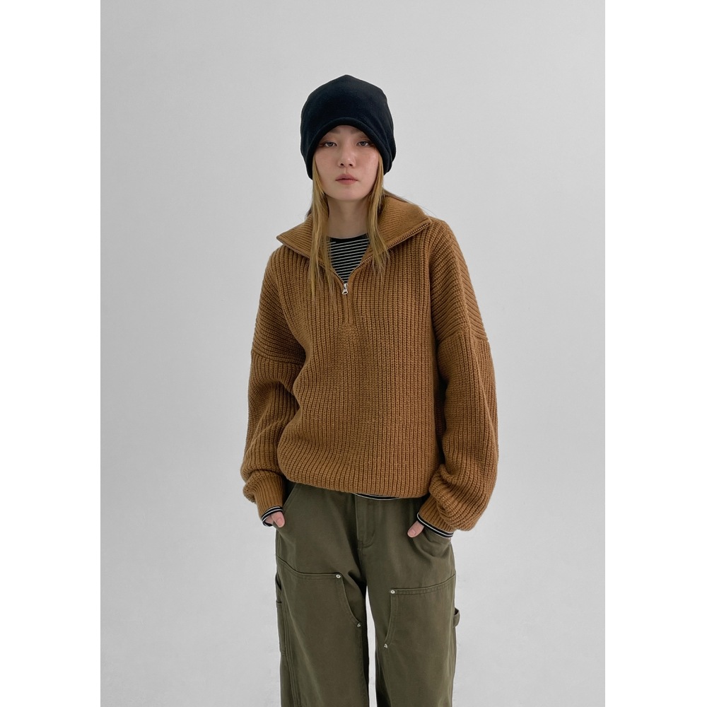 ブラックアップ (ユニセックス) コンパーハイネックハーフジップアップニット