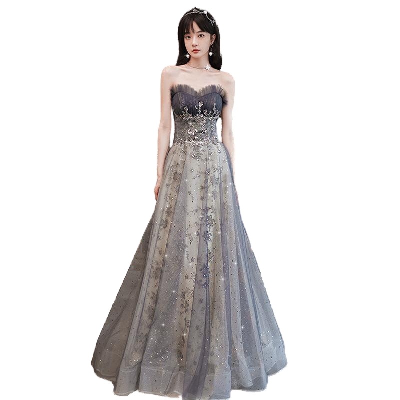 ロングドレス 演奏会 結婚式 ドレス チュール レース マキシ丈 パーティードレス フォーマル パーティドレス ピアノ 発表会 二次会 ウェディング 花嫁006-240