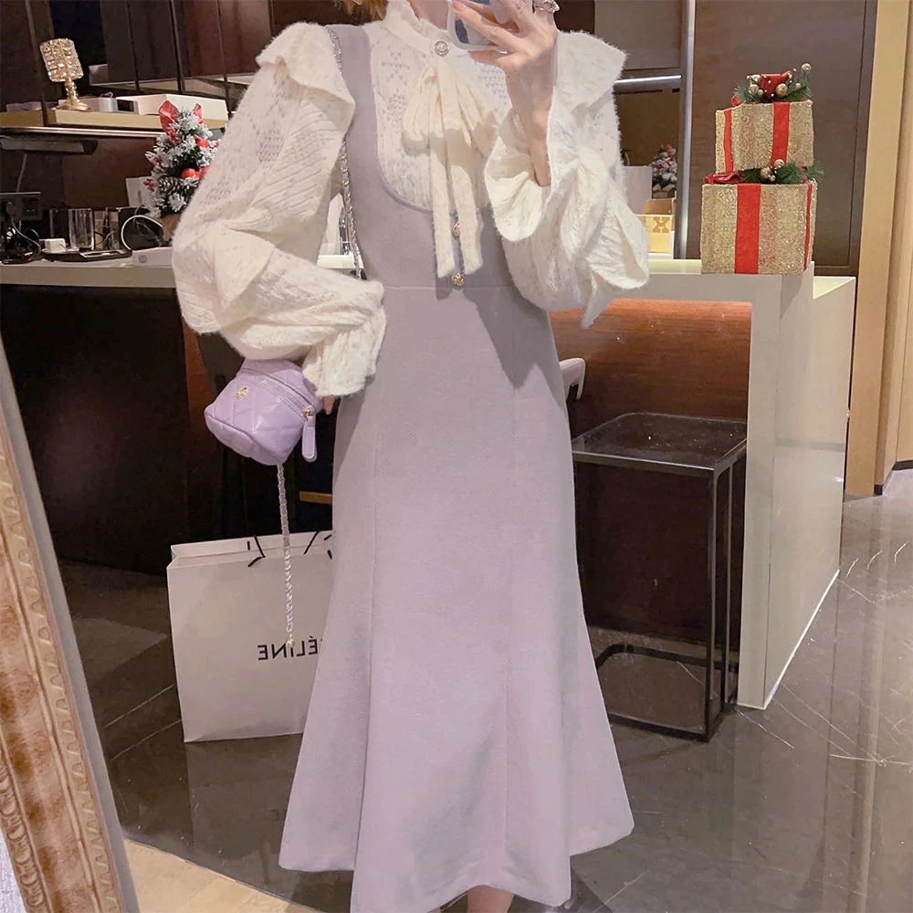 キャミワンピース 新作キャミソールワンピースレースインナーセット上下セットフィッシュテールスカート春秋レディース韓国ファッション