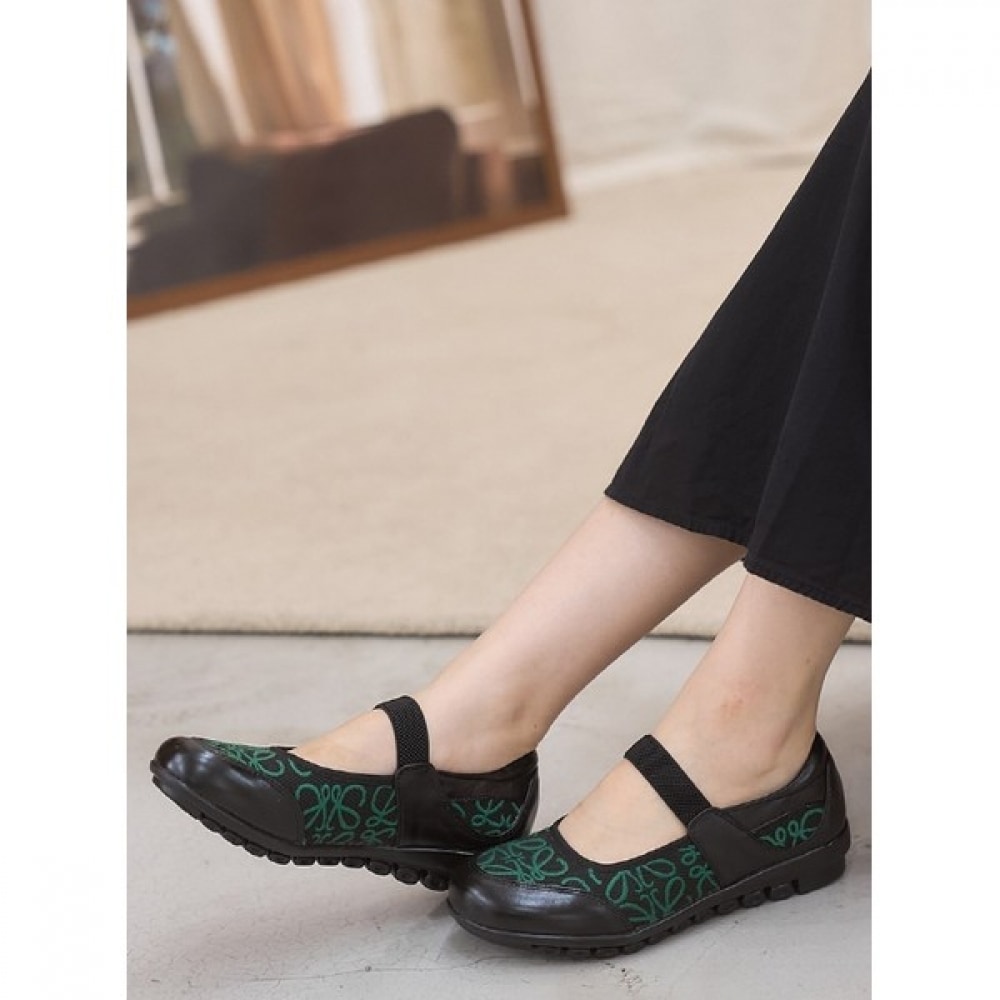 [Ninas Paris] エンブロイダリーバックバンドレザーコンビスニーカー