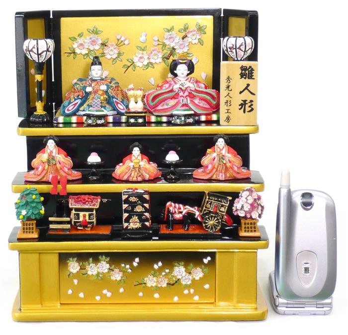 【送料無料】【雛人形】【E048】　極彩　陶器三段五人飾り雛セット【ひな人形】【新作】【秀光】【限定品】【smtb-u】