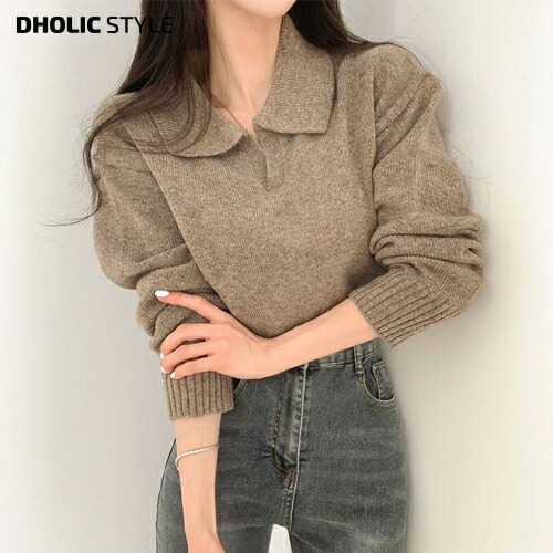 スキッパーカラーニット・p456403