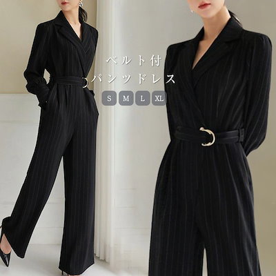 Qoo10] 新入庫 パンツドレス ストライプ柄 パン : レディース服