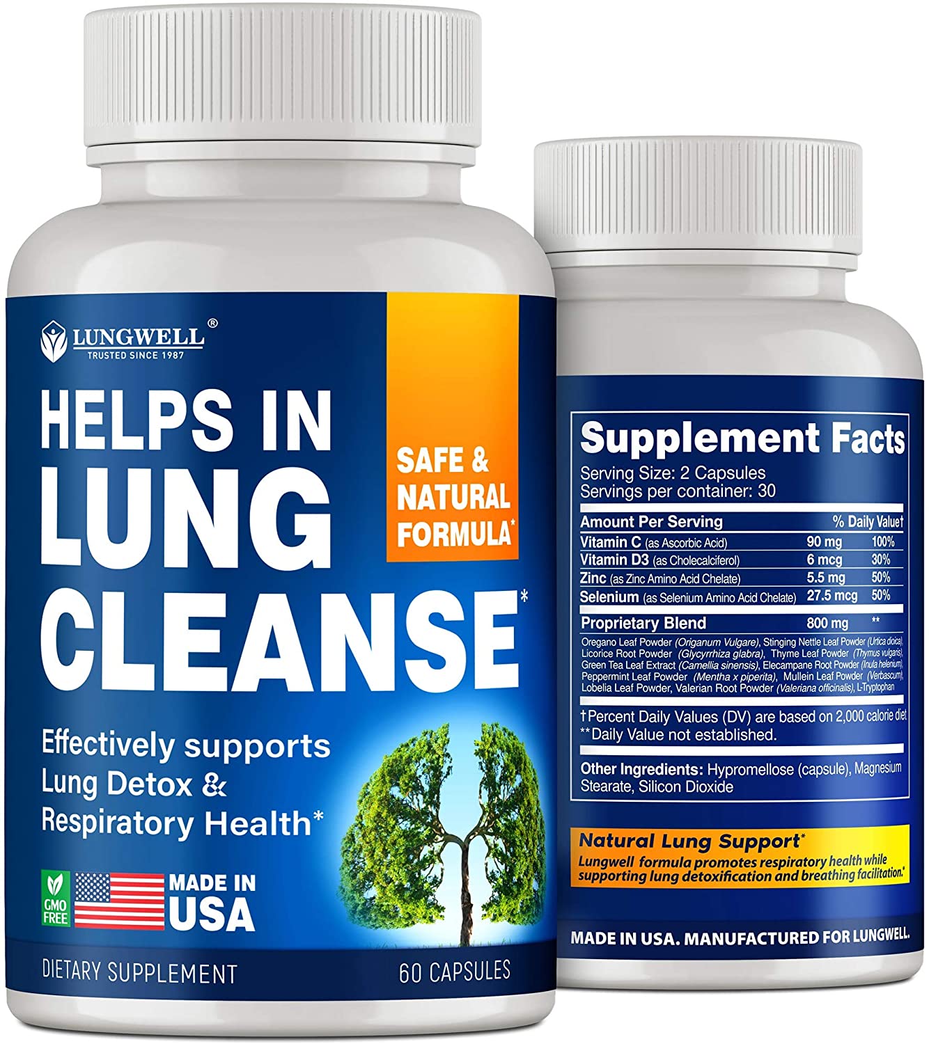 禁煙補助剤-米国製-肺の浄化と禁煙に役立つ-肺の浄化とストレス解消のためのマルチリンとL-トリプトフ