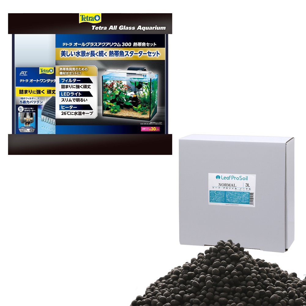リーフプロソイル　ノーマル　３Ｌ＋　テトラ　オールグラスアクアリウム３００　熱帯魚セット　ＣＲＣ10―11―03―30―10