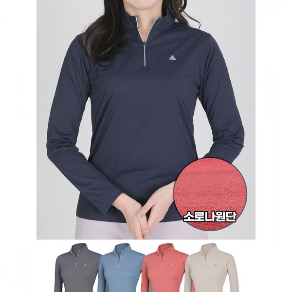 (EasyBai) EasyBai 1+1 Wannabe 女性用ソロナ長袖ジップアップ T シャツ (W5OPST03)