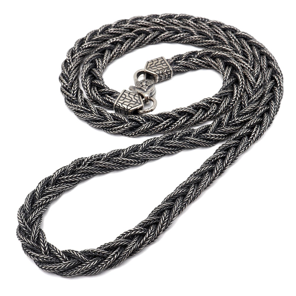 シルバー925 編み込みチェーンネックレス [ns252]