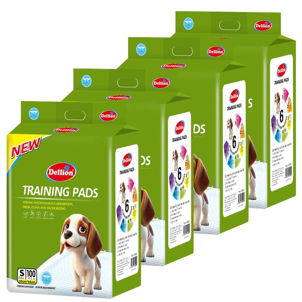 Dellion ペットシーツ 中厚型 トイレシート 犬 瞬間吸水 逆戻り防止 おしっこシート ペット用 レギュラーからスーパーワイドまで 柄付き 無香料 (レギュラー33×45cm 400枚)