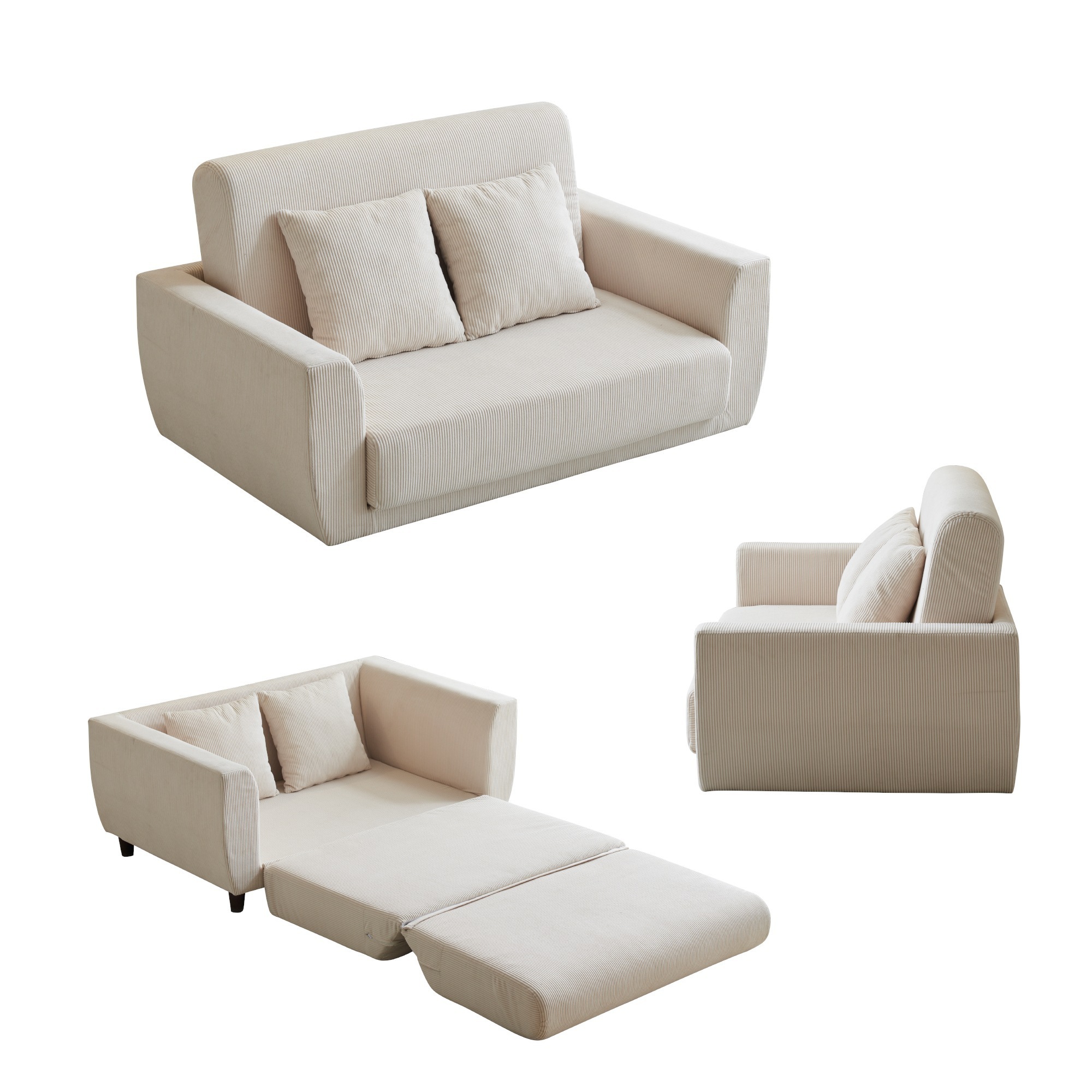 【2点購入で150OFF】【夏日限り激安SALE】ソファーベッド 2人掛け ソファベッド 3way 折りたたみ コンパクト 抱き枕付き 圧力分散 線模様 取付可能な脚