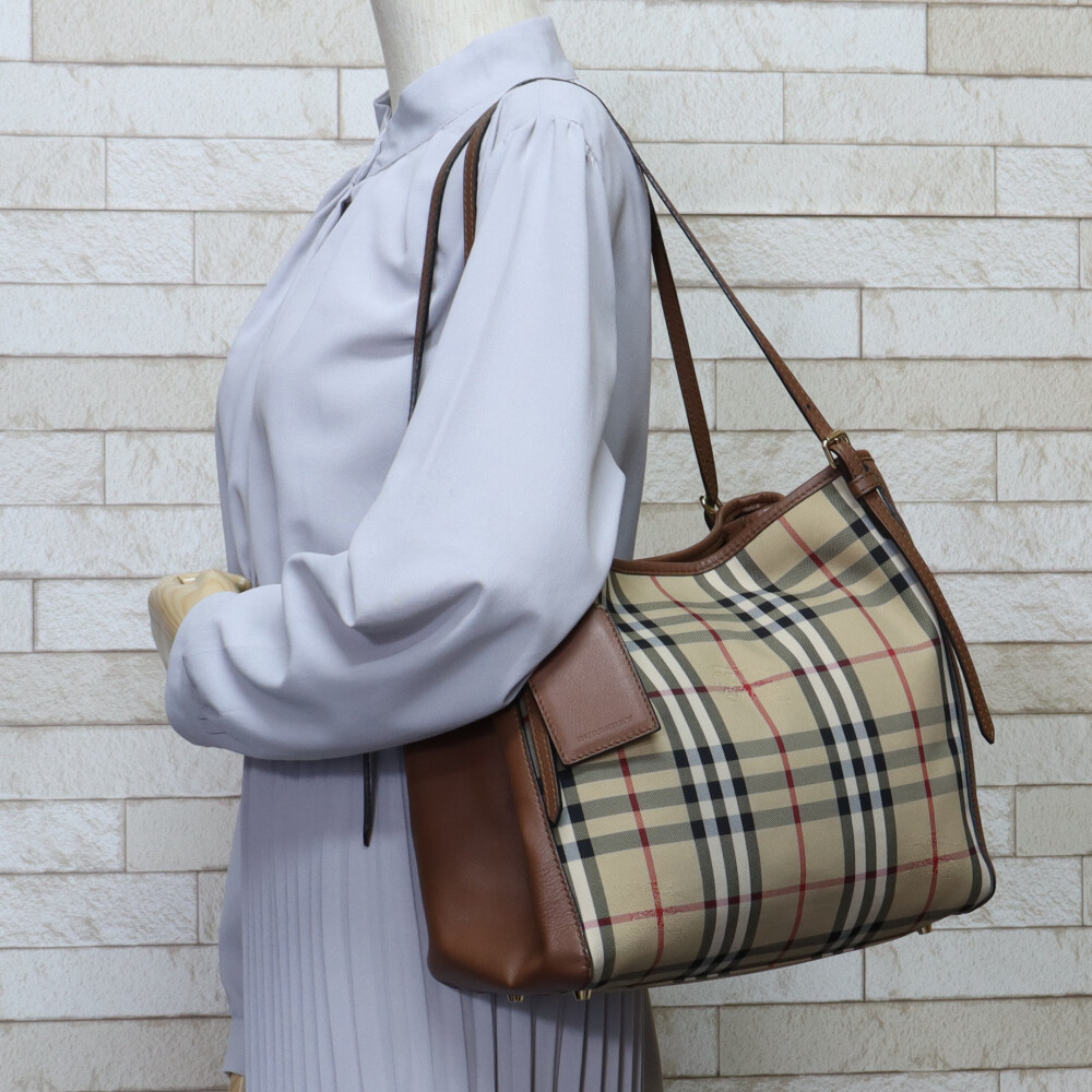 バーバリー トートバッグ ナイロン HONEY/TAN BURBERRY 中古 美品
