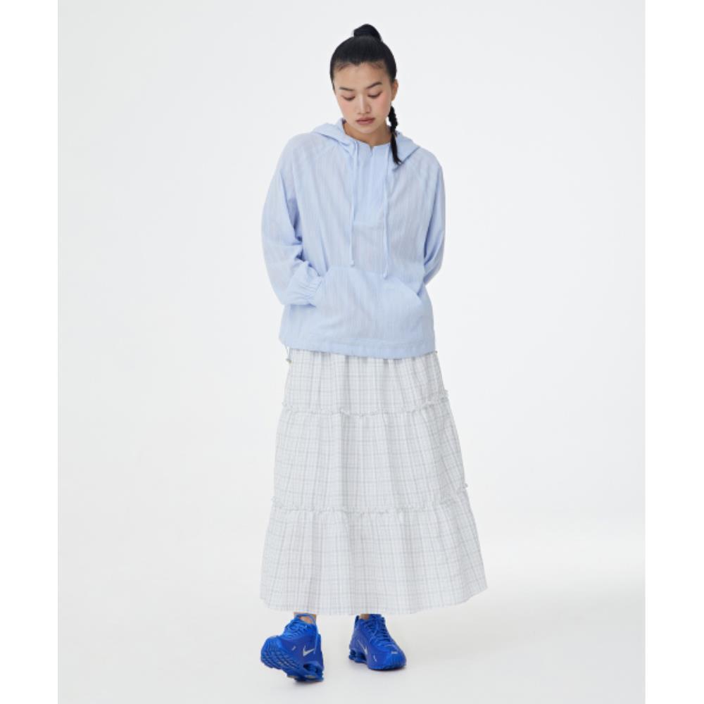 fogdawn Check Shirring Cancan Skirt white DA25SSK001WH