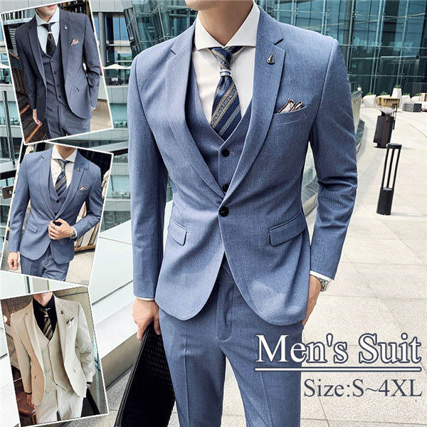 在庫僅少紳士服 ベスト追加可 メンズスーツ ビジネススーツ 1ツ釦 スリムバージョン 1ツボタンビジネススーツ スーツ セットアップ 結婚式 男性用 パンツ スーツ 2点セット ベージュ ブルー グレ