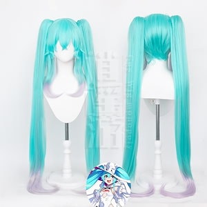 Vホーム初音ミク2024レーシング初音コスウィッグシミュレーションスカルプトップ虎口クリップダブルポニーテール