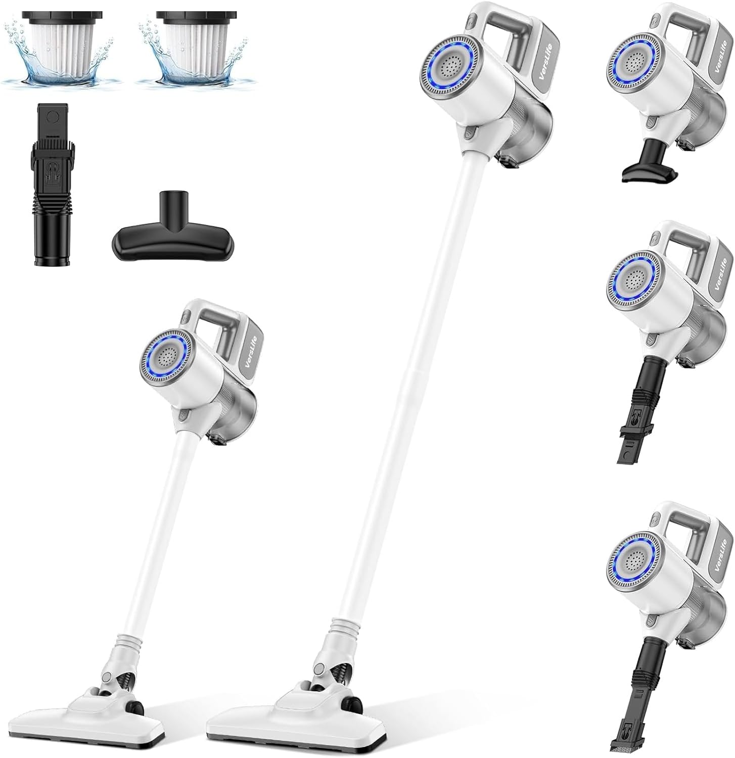 掃除機 コードレス 38000pa強力吸引『2025新設計&超軽量』 VersLife サイクロン 掃除機 スティッククリーナー ハンディクリーナー Type-C充電式 急速充電 2WAY仕様 左右1