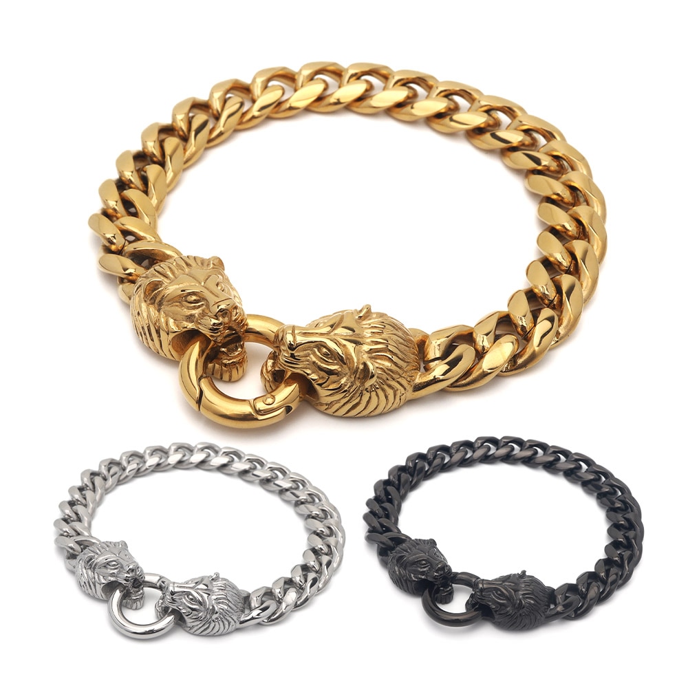 ステンレス ライオンブレスレット 3カラー [b578]